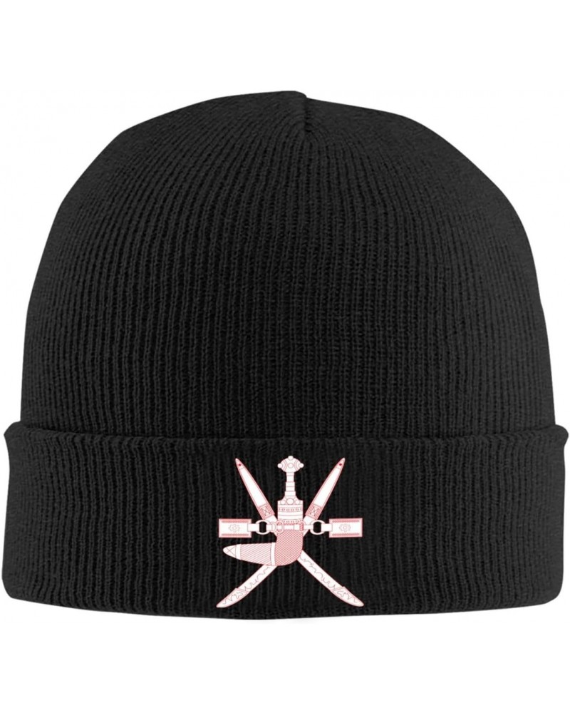 Knitted Hat National Emblem of Oman Beanie Cap Cold Weather Hat Warm Winter Hats Brimless Caps Black $9.64 Skullies & Beanies