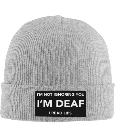 I'm Not Ignoring You I'm Deaf I Read Lips Beanie Hat Men Knit Hat Skull Cap Women Winter Warm Hat Slouchy Hat Black Gray $10....