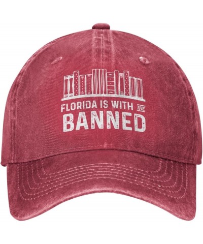 Funny Hat Florida is with The Banneds Hat for Men Baseball Hat Fashionable Hats Red $9.83 Baseball Caps