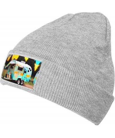 You Make Me Happy Camper Print Unisex Beanie for Men and Women Knit Hat Winter Beanies,Skater Beanie Gray $9.28 Skullies & Be...