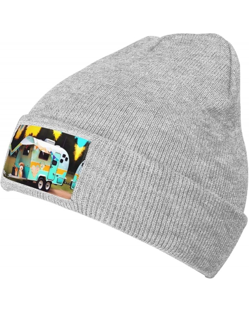 You Make Me Happy Camper Print Unisex Beanie for Men and Women Knit Hat Winter Beanies,Skater Beanie Gray $9.28 Skullies & Be...