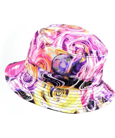 Fashionable Unisex Satin Lined Printed Pattern Cotton Bucket Hat Pink Swirl $10.20 Bucket Hats