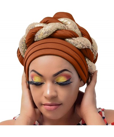 Multi Color Women Fashion Women Beading Braid Hat Muslim Ruffle Cancer Wrap Cap Sleep Caps Satin Lined Directors Brown $9.94 ...