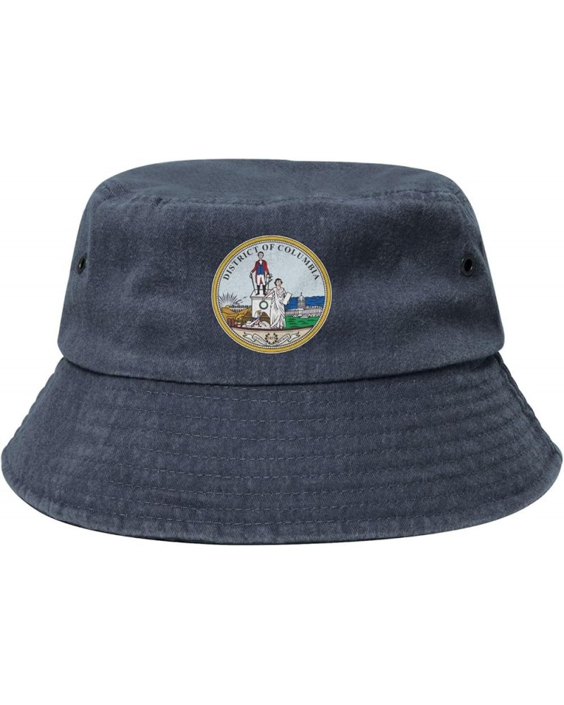 Seal of The District of Columbia Bucket Hat for Men Women Outdoor Washed Cotton Sun Hats Travel Beach Hat Navy Blue $12.91 Bu...