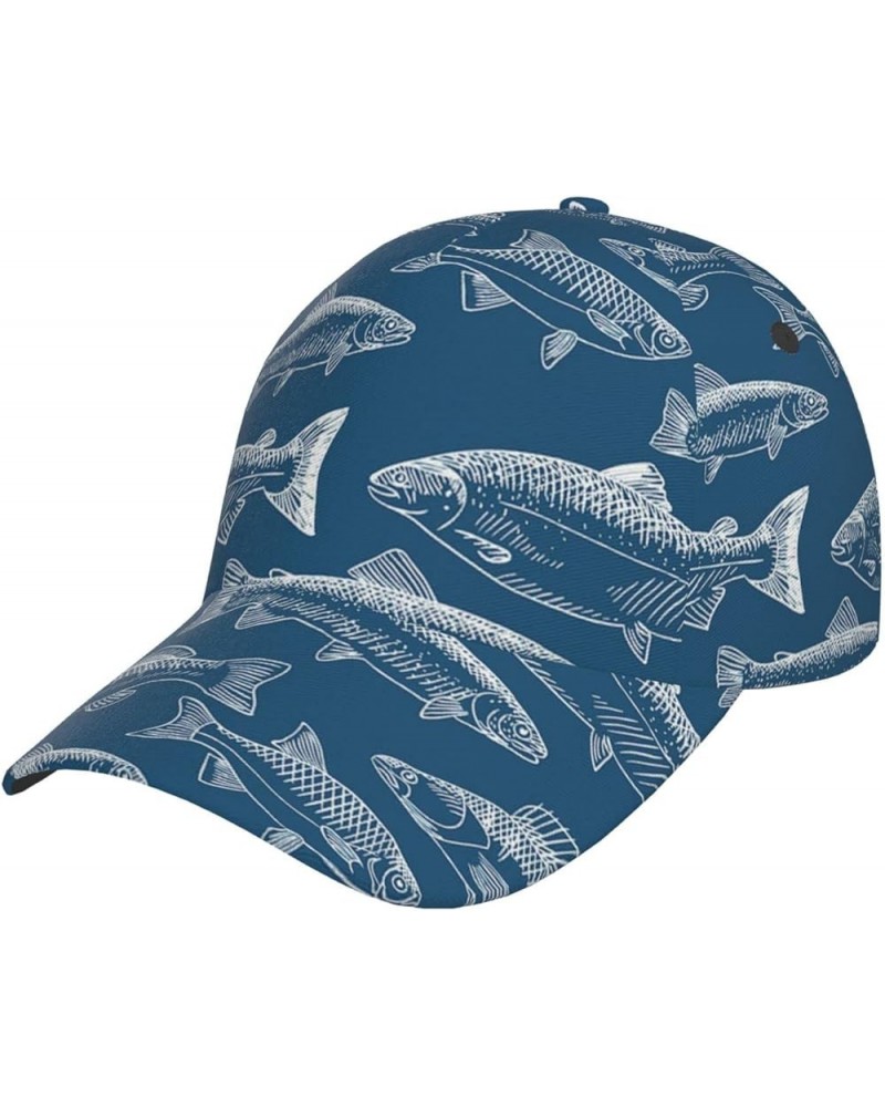 Unisex Washed Hunting Deer Bear Deer Print Baseball Cap for Men and Women - Adjustable Dad Hat with Flat Bill Ocean Fishes $1...