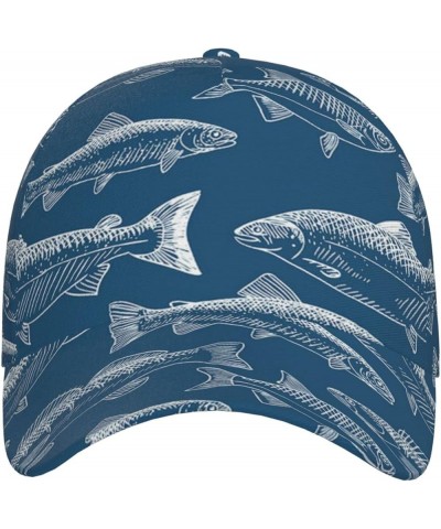 Unisex Washed Hunting Deer Bear Deer Print Baseball Cap for Men and Women - Adjustable Dad Hat with Flat Bill Ocean Fishes $1...