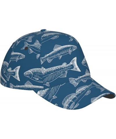 Unisex Washed Hunting Deer Bear Deer Print Baseball Cap for Men and Women - Adjustable Dad Hat with Flat Bill Ocean Fishes $1...