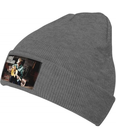 Merle Haggard Beanie Hat Cute Pattern Knit Cap Keep Warm Winter Beanie Men and Women Black Deep Heather $11.58 Skullies & Bea...