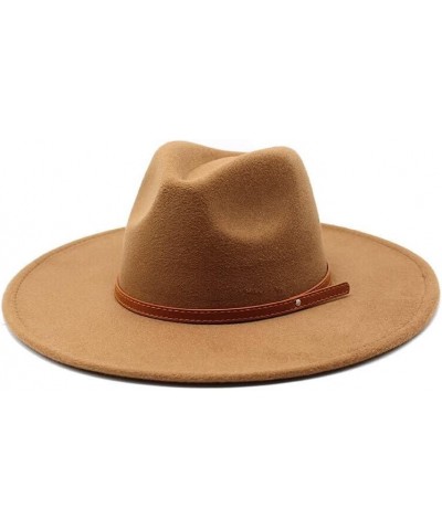 Fedora Ladies Jazz Hat Autumn and Winter Big Brim Hat Ladies Felt Gentleman Caps Fedora Hat 16 $16.18 Fedoras