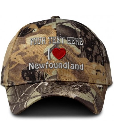 Custom Camo Baseball Cap I (Love) Newfoundland Red Heart Pet Lovers Dogs Cotton Forest Tree Khaki Personalized Text Here $16....