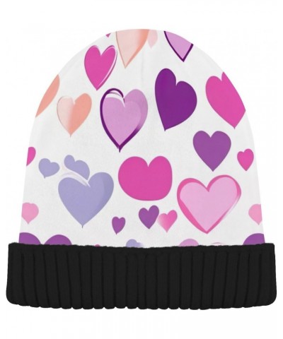 Colorful Love Heart Beanie Hat for Men Women Winter Soft Warm Knit Cuffed Beanie for Outdoor Cold Weather Sports Ski Unisex H...