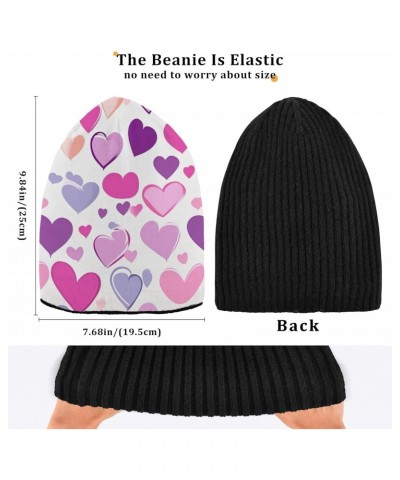 Colorful Love Heart Beanie Hat for Men Women Winter Soft Warm Knit Cuffed Beanie for Outdoor Cold Weather Sports Ski Unisex H...