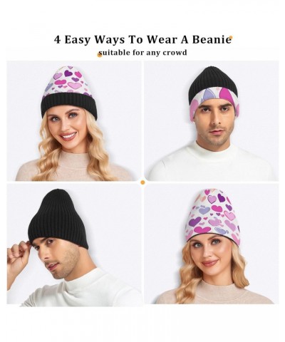 Colorful Love Heart Beanie Hat for Men Women Winter Soft Warm Knit Cuffed Beanie for Outdoor Cold Weather Sports Ski Unisex H...