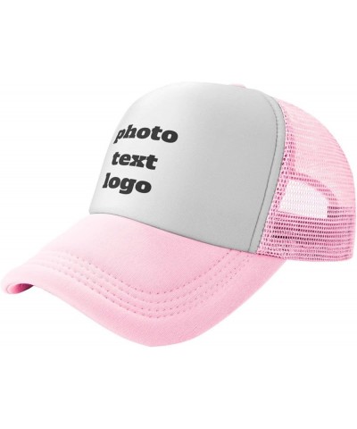 Custom Cap Your Design Here,Custom Picture Hats,Add Your Own Text and Design,Classic Mens Womens Trucker Hat Pink-13 $7.50 Ba...