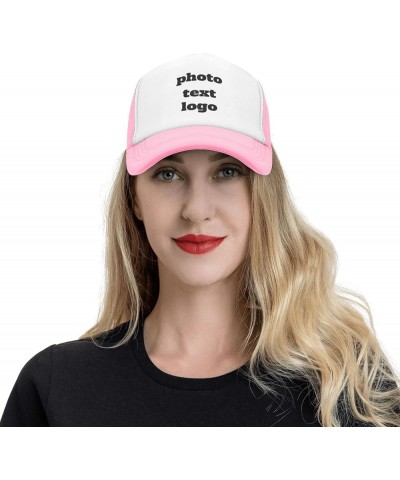 Custom Cap Your Design Here,Custom Picture Hats,Add Your Own Text and Design,Classic Mens Womens Trucker Hat Pink-13 $7.50 Ba...