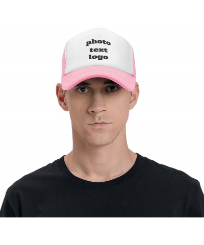 Custom Cap Your Design Here,Custom Picture Hats,Add Your Own Text and Design,Classic Mens Womens Trucker Hat Pink-13 $7.50 Ba...