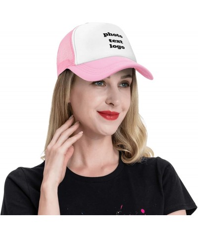 Custom Cap Your Design Here,Custom Picture Hats,Add Your Own Text and Design,Classic Mens Womens Trucker Hat Pink-13 $7.50 Ba...