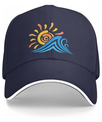 Sun and Wave Vintage Trucker Hat Baseball Caps Adjustable Dad Sun Hat for Men and Women Black $23.81 Baseball Caps