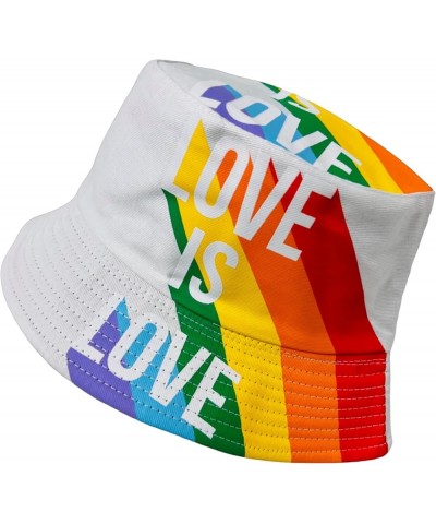 New! Pride Unisex Bucket Hat Reversible Double-Side-Wear Packable for Travel, Outdoors, and Beach White Love is Love Cotton B...