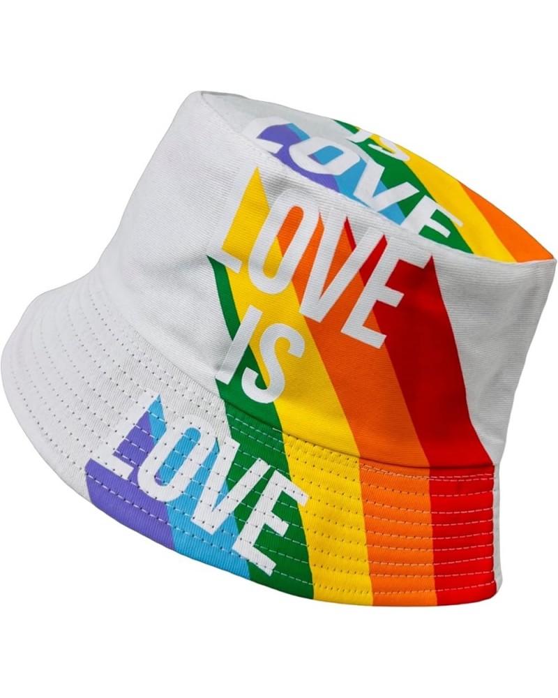 New! Pride Unisex Bucket Hat Reversible Double-Side-Wear Packable for Travel, Outdoors, and Beach White Love is Love Cotton B...