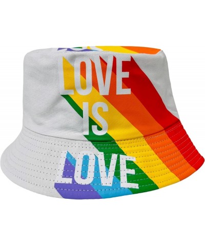 New! Pride Unisex Bucket Hat Reversible Double-Side-Wear Packable for Travel, Outdoors, and Beach White Love is Love Cotton B...