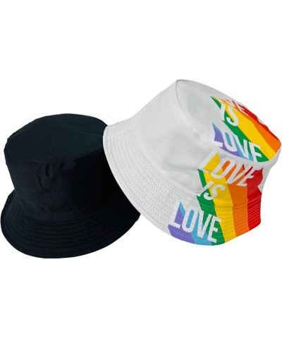 New! Pride Unisex Bucket Hat Reversible Double-Side-Wear Packable for Travel, Outdoors, and Beach White Love is Love Cotton B...