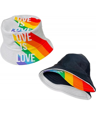 New! Pride Unisex Bucket Hat Reversible Double-Side-Wear Packable for Travel, Outdoors, and Beach White Love is Love Cotton B...