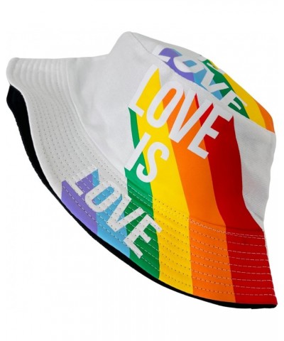 New! Pride Unisex Bucket Hat Reversible Double-Side-Wear Packable for Travel, Outdoors, and Beach White Love is Love Cotton B...