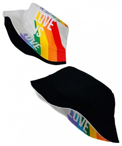 New! Pride Unisex Bucket Hat Reversible Double-Side-Wear Packable for Travel, Outdoors, and Beach White Love is Love Cotton B...