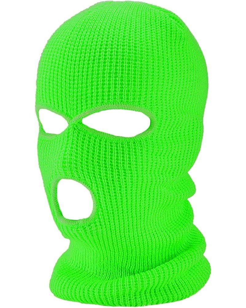 3-Hole Winter Knitted Ski Mask, Outdoor Warm Balaclava Full Face Cover Thermal Cycling Mask KM2 Neon Green $13.49 Balaclavas