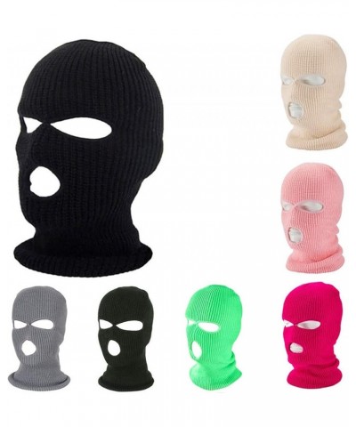 3-Hole Winter Knitted Ski Mask, Outdoor Warm Balaclava Full Face Cover Thermal Cycling Mask KM2 Neon Green $13.49 Balaclavas