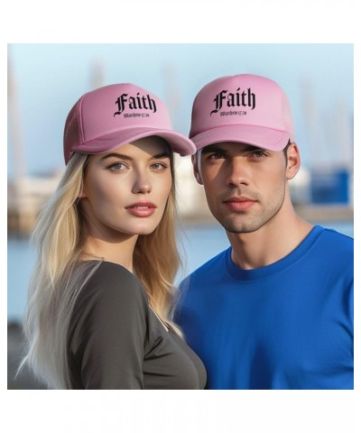 Faith, Bible Verse Women's Baseball Hat Vintage Trucker Hat Adjustable Pink $10.83 Baseball Caps