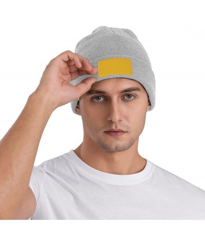 Black Knit Hat Cap Solid Color Gold Picture Soft Good Elasticity Suitable for Outdoor Sports Gray $11.48 Skullies & Beanies