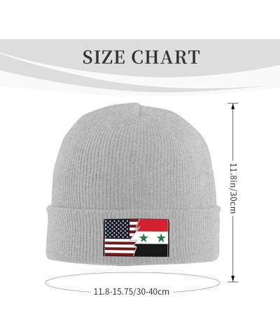 Torn Style American and Syria Flags Beanie Hat for Men Women Soft Cozy Skull Cap Winter Warm Knit Hats Gray $11.15 Skullies &...