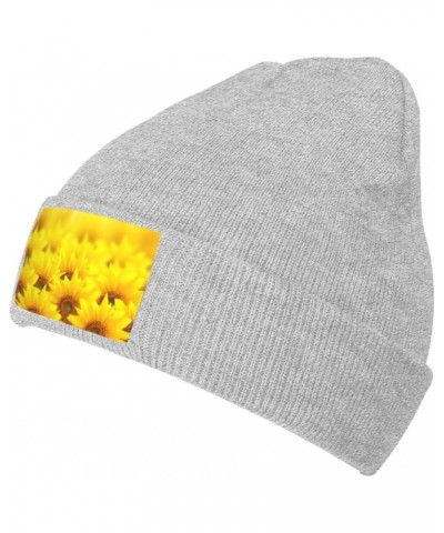 Yellow Sunflower Printed Wool Hat Knitted Hat Outdoor Knitted Hat Daily Warm Hat Soft Warm Hat $10.19 Skullies & Beanies