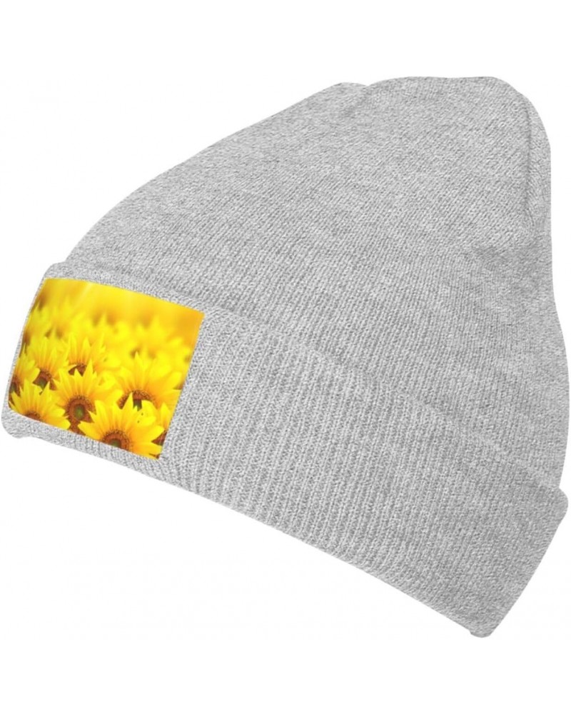 Yellow Sunflower Printed Wool Hat Knitted Hat Outdoor Knitted Hat Daily Warm Hat Soft Warm Hat $10.19 Skullies & Beanies