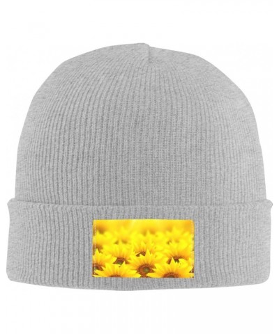 Yellow Sunflower Printed Wool Hat Knitted Hat Outdoor Knitted Hat Daily Warm Hat Soft Warm Hat $10.19 Skullies & Beanies