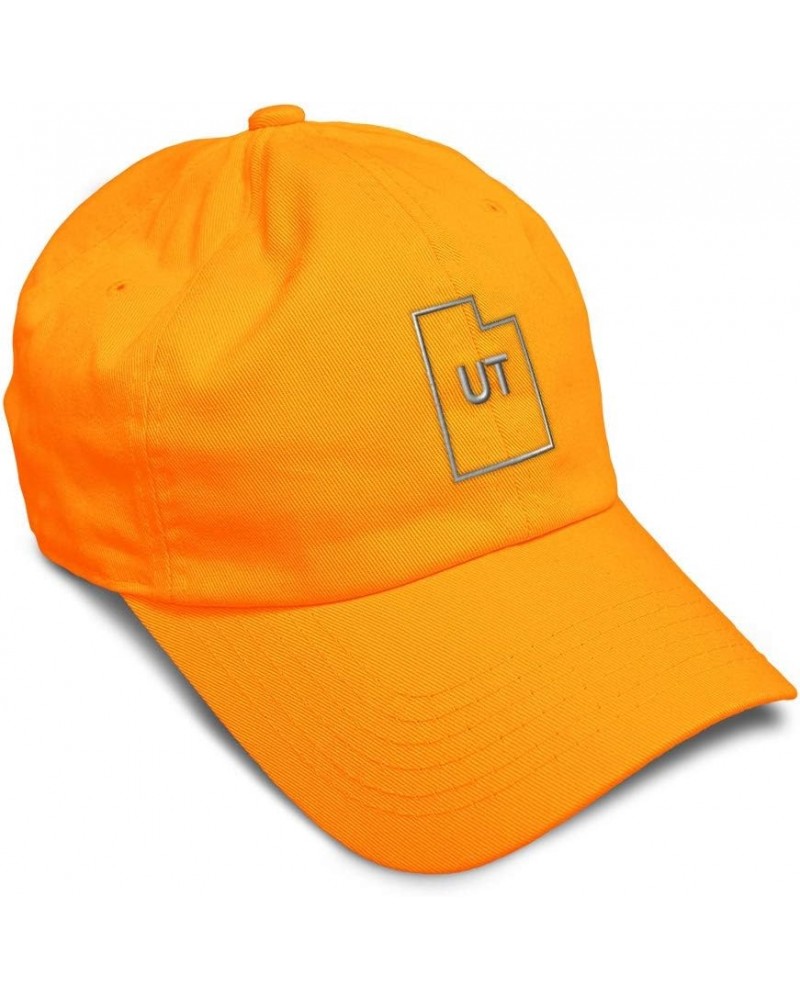 Soft Baseball Cap Utah State Map Ut Embroidery Names Cotton Country Dad Hats for Men & Women Orange Design Only $15.39 Baseba...