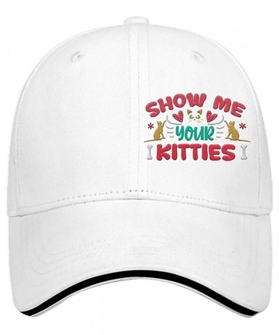 Show Me Your Kitties Baseball Caps Fashion Golf Hat for Women Embroidered Gift for Grandpa Beach Cap for Outdoor White $14.43...