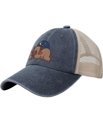 Cute Cow Sleeping Baseball Cap Women Men Mesh Back Hats Vintage Cowboy Hat Dad Caps Navy Blue $12.06 Cowboy Hats