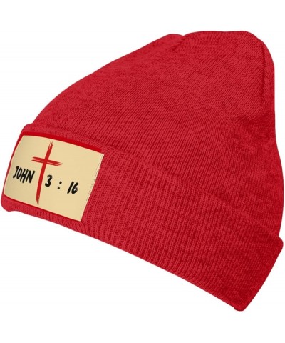 Christian Beanie John 3 16 for God So Loved The World Bible Verse Scripture Jesus 2024 Christ Cross Winter Knit Hat Red $16.1...