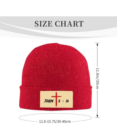 Christian Beanie John 3 16 for God So Loved The World Bible Verse Scripture Jesus 2024 Christ Cross Winter Knit Hat Red $16.1...