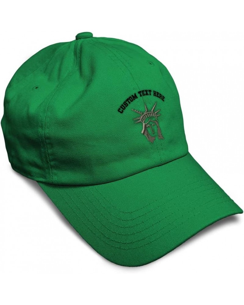 Custom Soft Baseball Cap Statue of Liberty Face Embroidery Statue Twill Cotton Dad Hats for Men & Women Kelly Green Personali...