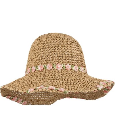 Van Caro Women Wide Brim Straw Roll up Hat Beach Sun Hat Summer Fishing Hat 8209 Light Coffee $9.24 Sun Hats