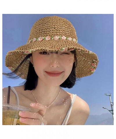 Van Caro Women Wide Brim Straw Roll up Hat Beach Sun Hat Summer Fishing Hat 8209 Light Coffee $9.24 Sun Hats