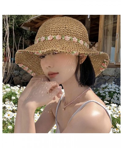 Van Caro Women Wide Brim Straw Roll up Hat Beach Sun Hat Summer Fishing Hat 8209 Light Coffee $9.24 Sun Hats