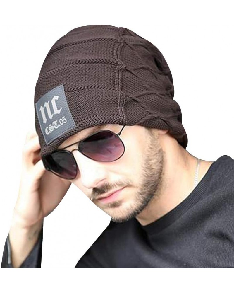 Van Caro Slouchy Beanie Knit Hat Winter Warm Skull Cap Fleece Lining Beanie Hat for Men Coffee $11.49 Skullies & Beanies