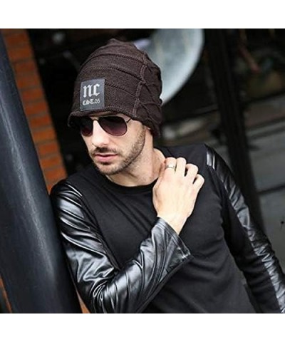 Van Caro Slouchy Beanie Knit Hat Winter Warm Skull Cap Fleece Lining Beanie Hat for Men Coffee $11.49 Skullies & Beanies