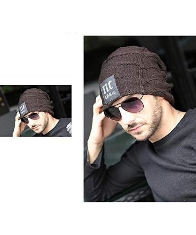 Van Caro Slouchy Beanie Knit Hat Winter Warm Skull Cap Fleece Lining Beanie Hat for Men Coffee $11.49 Skullies & Beanies