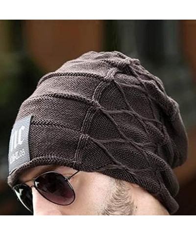 Van Caro Slouchy Beanie Knit Hat Winter Warm Skull Cap Fleece Lining Beanie Hat for Men Coffee $11.49 Skullies & Beanies